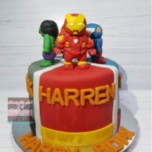 Avengers Cake with Ironman, Hulk, Captain America and Black Widow. Custom cakes at 24 Muffin Top