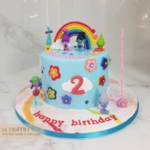 trolls cake, poppy and branch, trolls, custom cake, 24 muffin top
